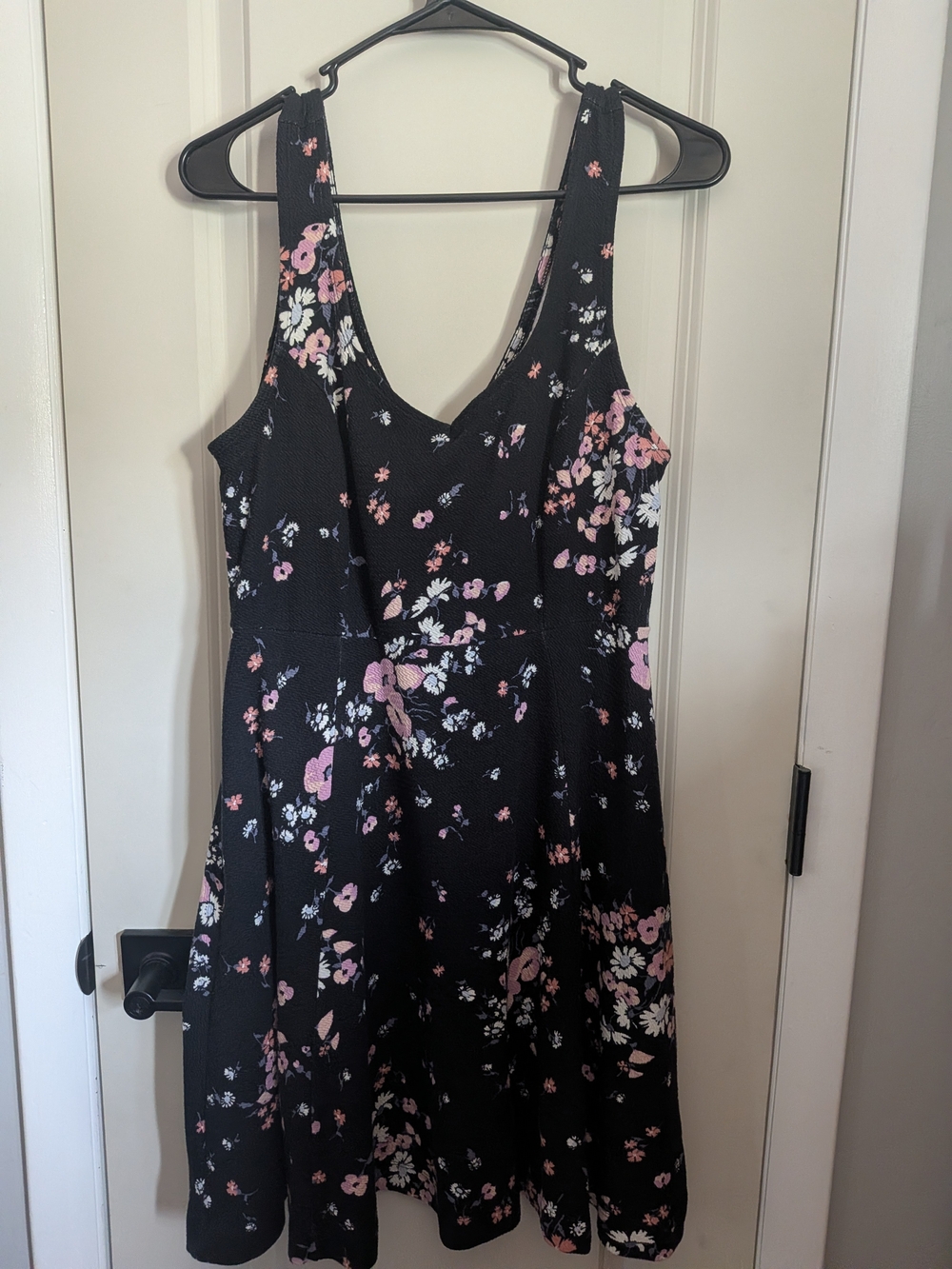 LC Lauren Conrad Black Floral V-Neck Midi Dress - Pink & White Flowers